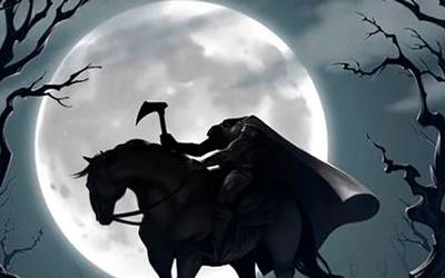 El Jinete sin Cabeza cabalgando en la noche